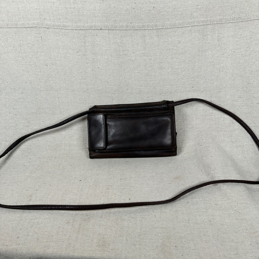 Fossil Vintage Dark Brown Leather Crossbody Wallet Organiser Bag Purse 90s Mini - Picture 8 of 10